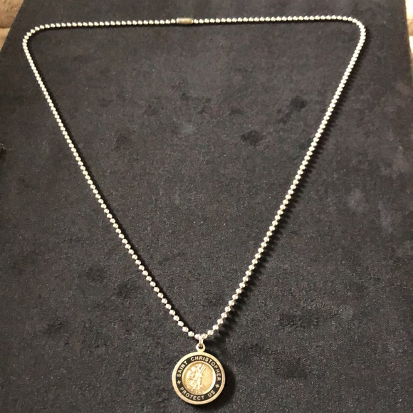 24” Surfer Style Saint Christopher Pendant Necklace. Silver Plated Copper NWT - Picture 8 of 10